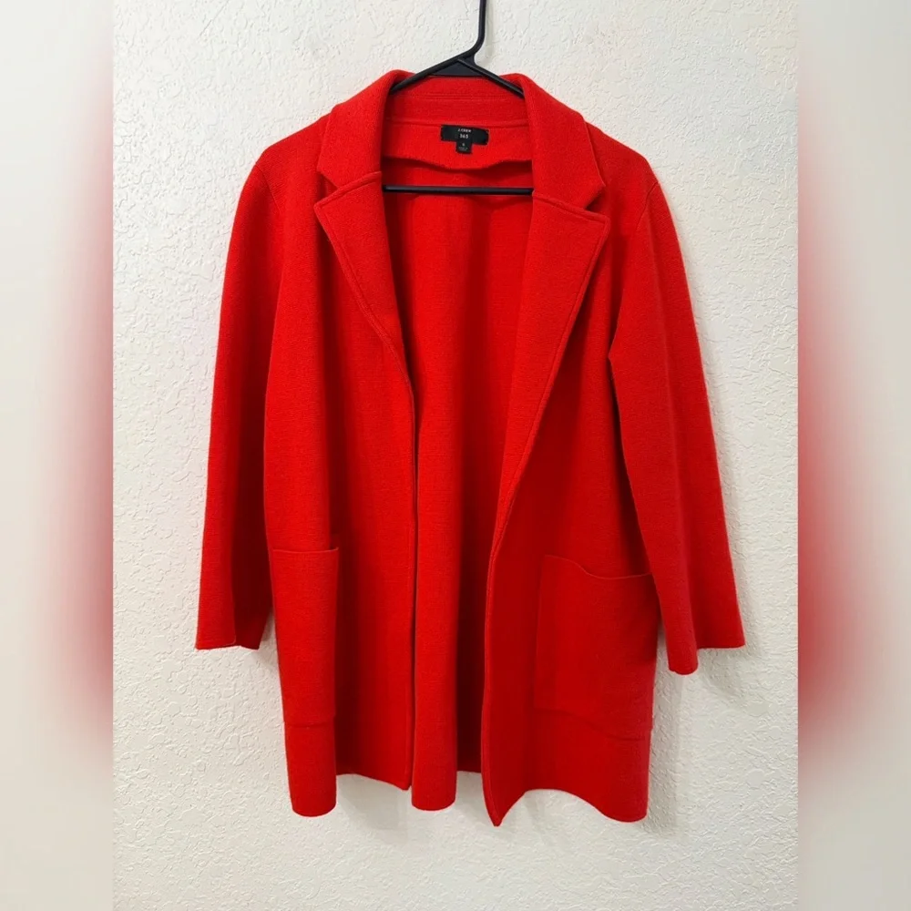 J. Crew 365 Red Sophie Open Front Sweater Blazer Cardigan - S